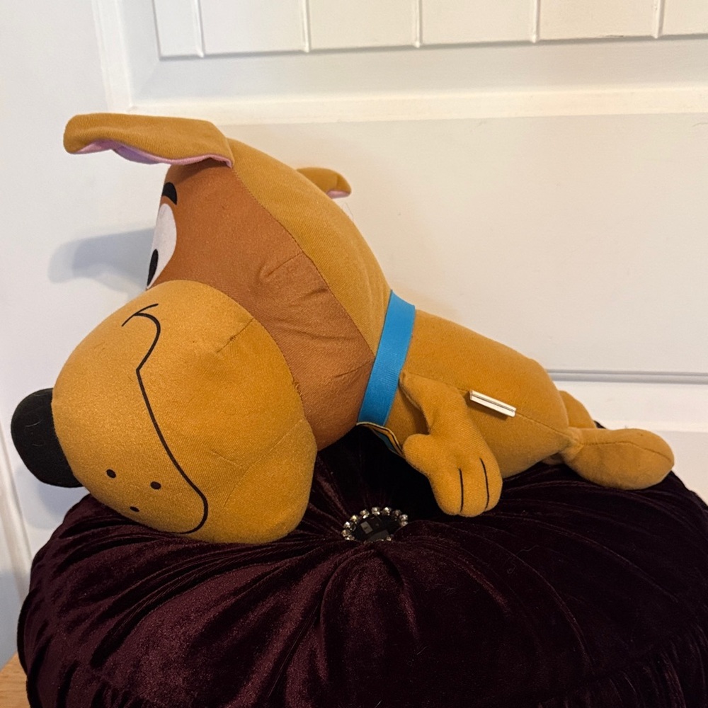 Plush Dog Toy in Brown with Blue Collar